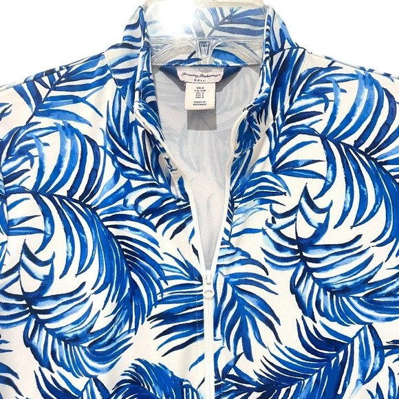 TOMMY BAHAMA PALM Long Sleeve Full Zip Golf Jacket Size Small Blue and White - Picture 4 of 5